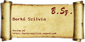 Berkó Szilvia névjegykártya