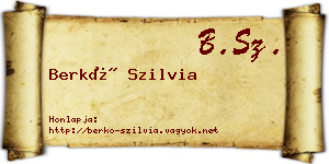 Berkó Szilvia névjegykártya